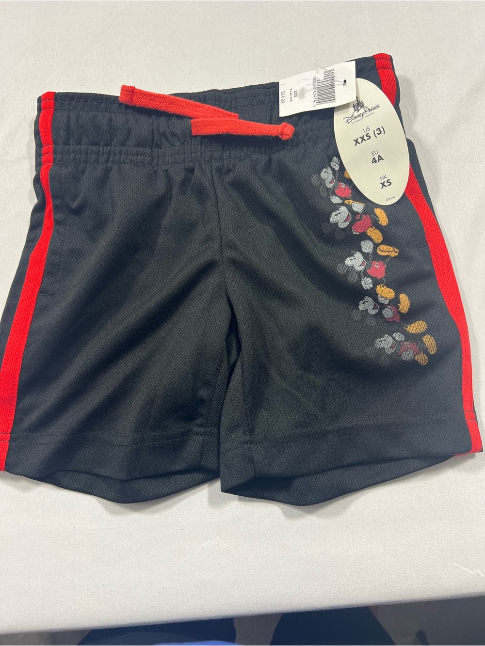 Disney Kids Black Athletic Shorts with Red Trim - Mickey Mouse Accent-NWT